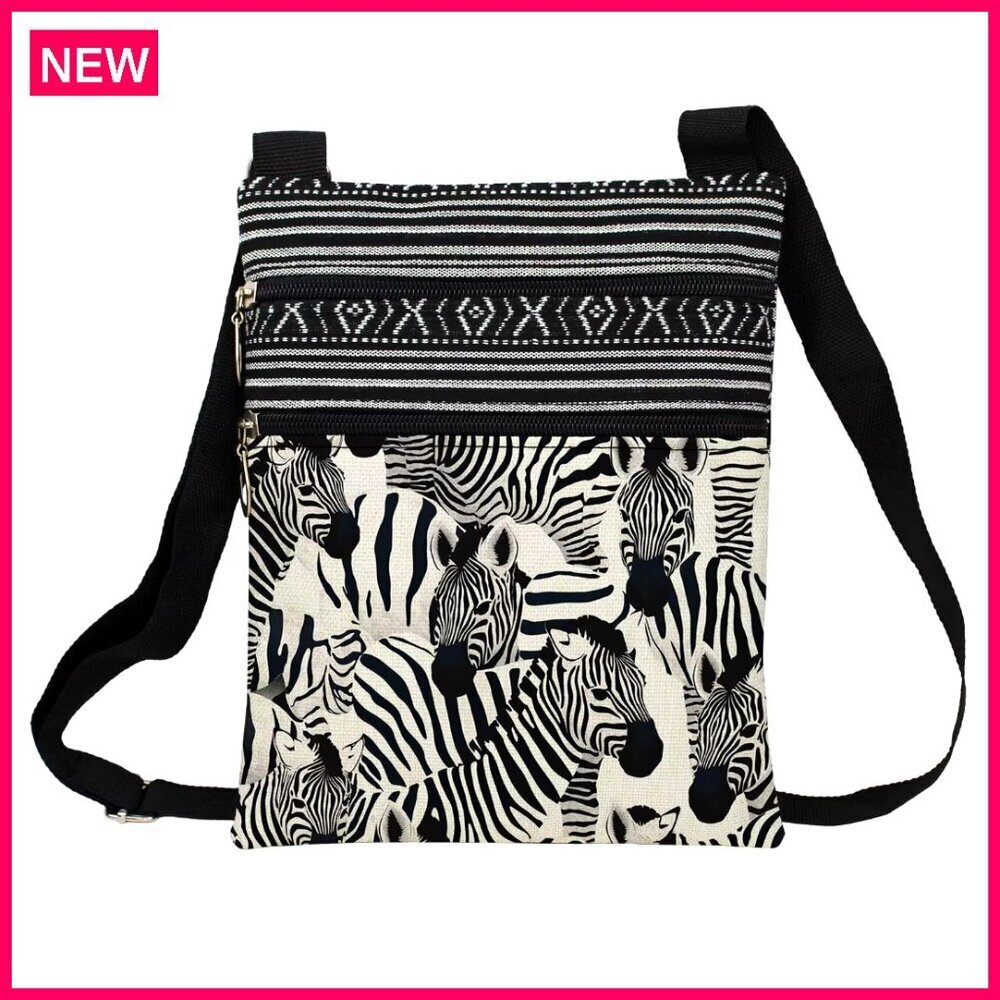 Small Crossbody Bag with Adjustable Strap, Zipper Pockets, Lightweight Polyester